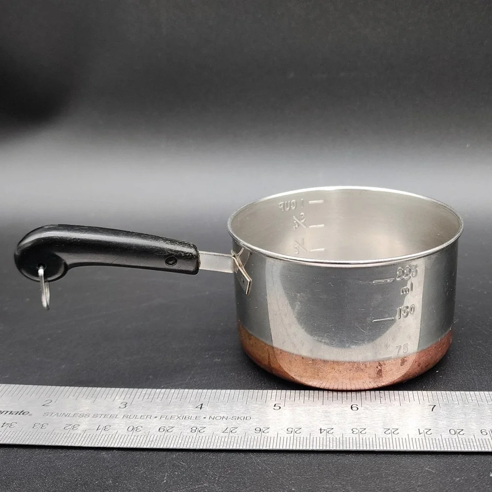 Revere Ware 1 Cup Silver Copper Bottom Mini Measuring Pot Vintage Kitchen Decor